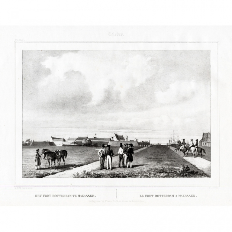 Antique Print of Fort Rotterdam by Van de Velde (1844)