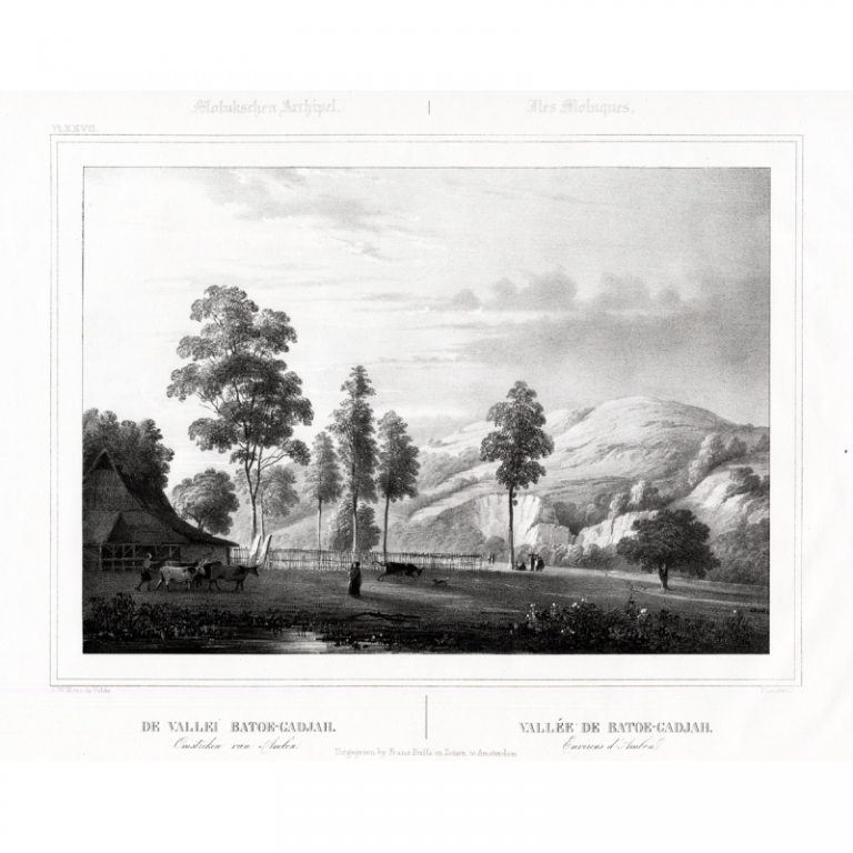 Antique Print of the Batoe-Gadjah Valley by Van de Velde (1844)