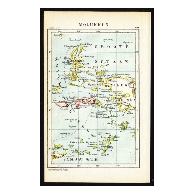 Antique Map of the Maluku Islands by Kuyper (1880)
