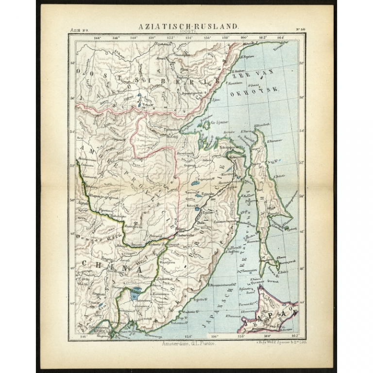 Antique Map of Eastern Russia in Asia by Kuyper (c.1880)