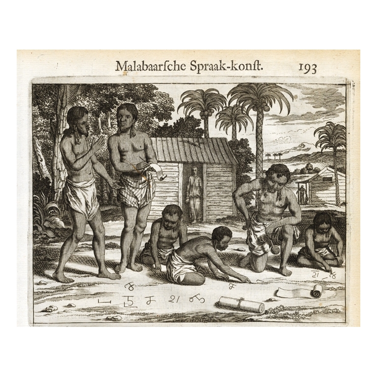 Antique Print of Inhabitants of Malabar by Baldaeus (1672)