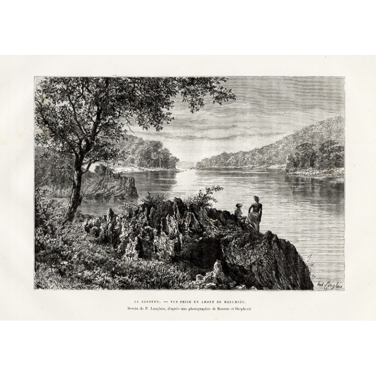 Antique Print of the Salween by Reclus (1883)