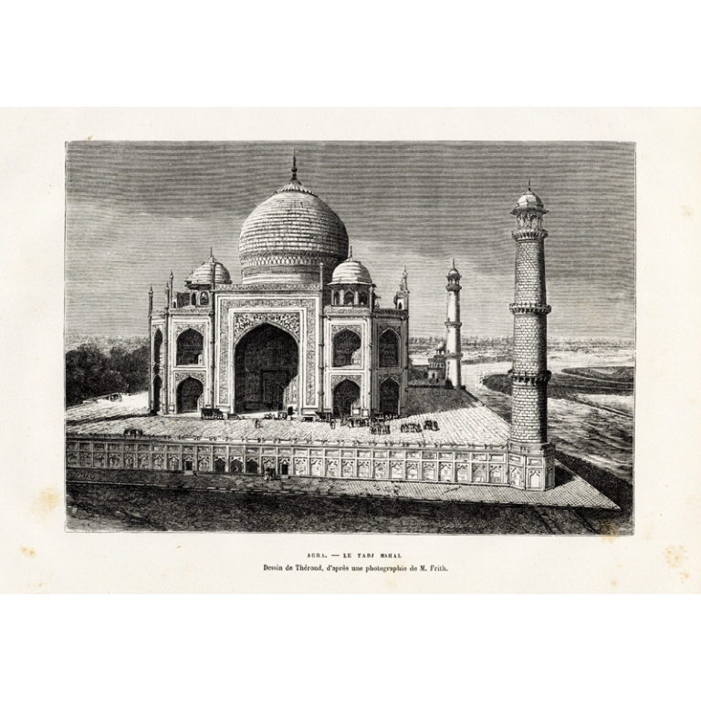 Antique Print of the Taj Mahal by Reclus (1883)