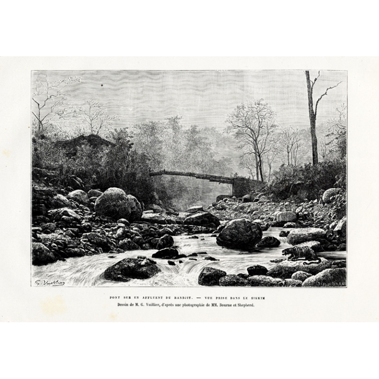 Antique Print of a landscape in Sikkim by Reclus (1883)