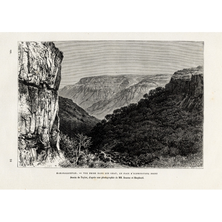 Antique Print of a mountain sight near Mamallapuram bya Reclus (1883)