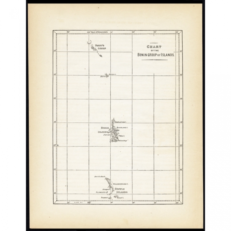 Antique Map of the Bonin Islands by Hawks (1856)