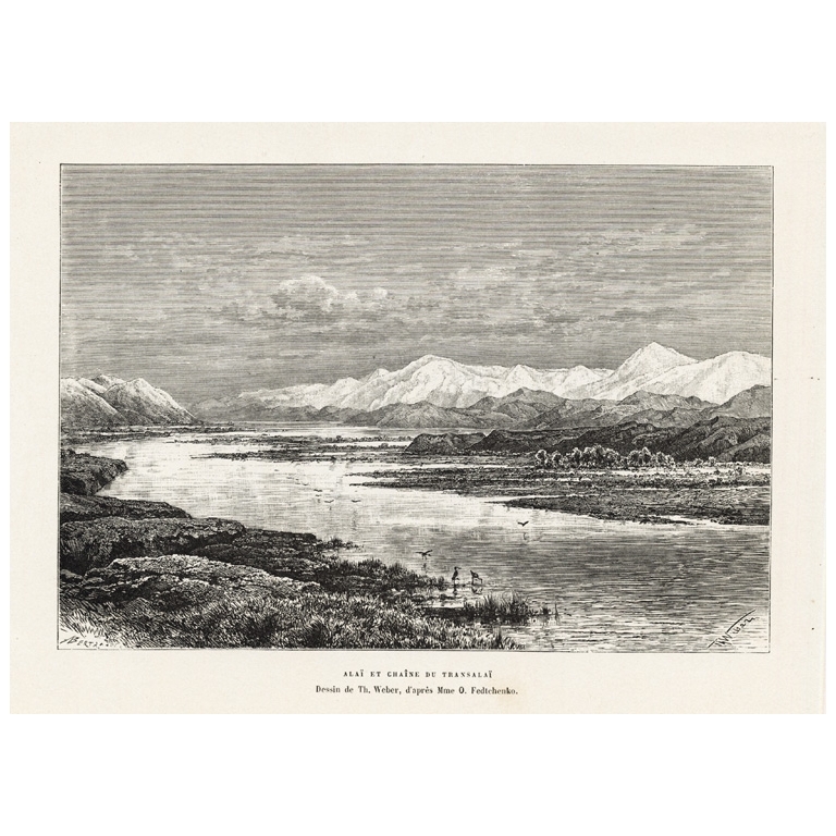Antique Print of the Alai Mountains by Reclus (1883)
