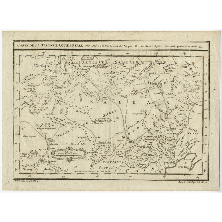 Antique Map of Tartary and Northeast Asia by Bellin (1749)