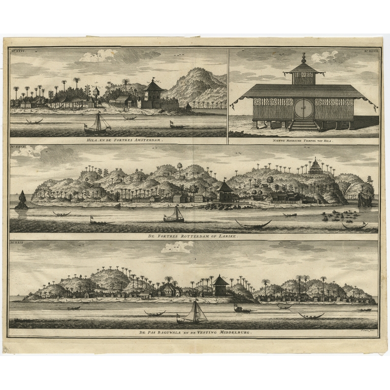 Print of Hila and Fortresses - Ottens (1726)