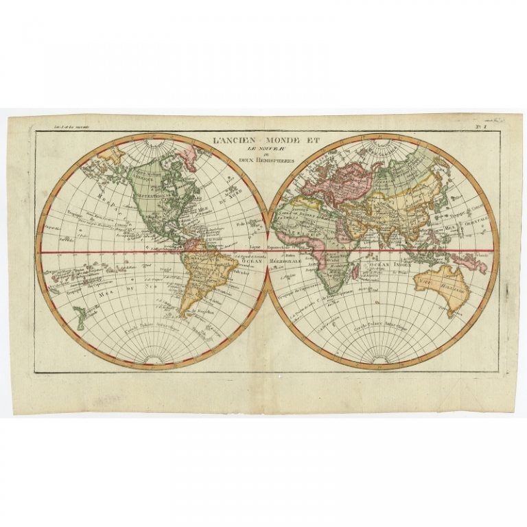Antique Map of the World by Bonne (c.1780)
