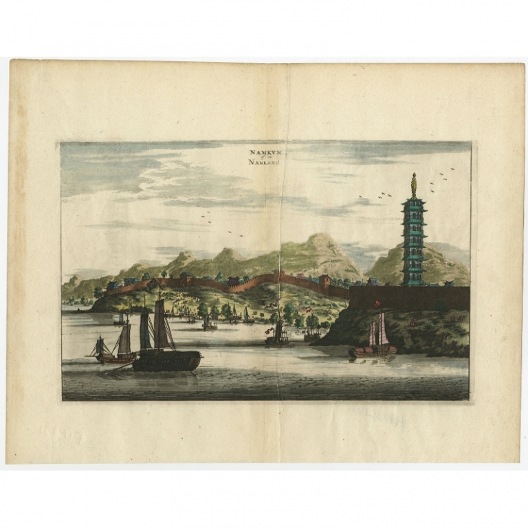 Antique Print of of Nanjing by Nieuhof (1665)