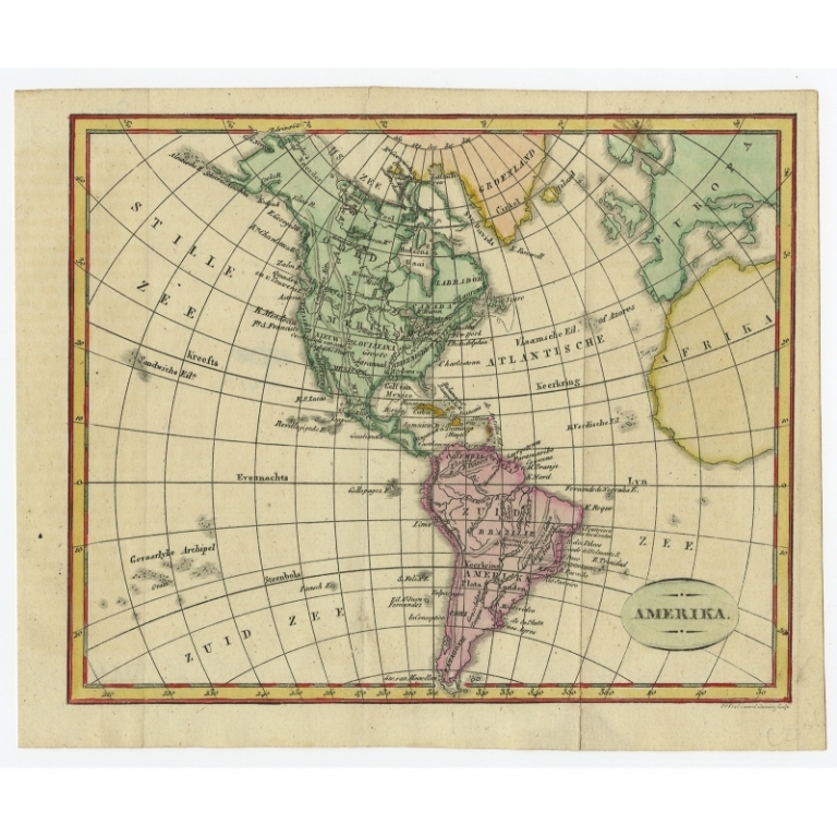 Antique Map of America by Veelwaard (1841)
