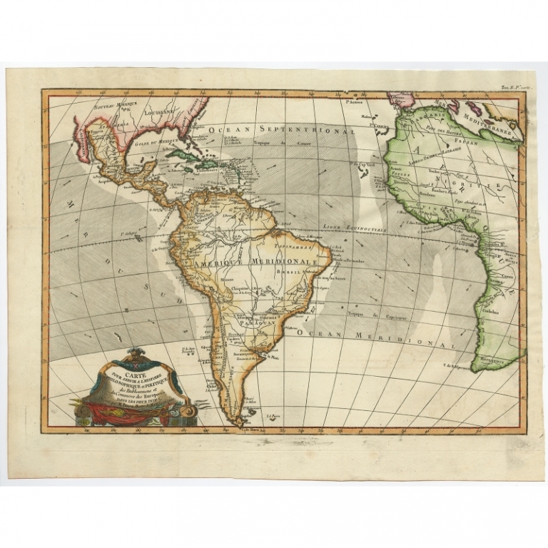 Antique Map of South America by Bonne (c.1775)