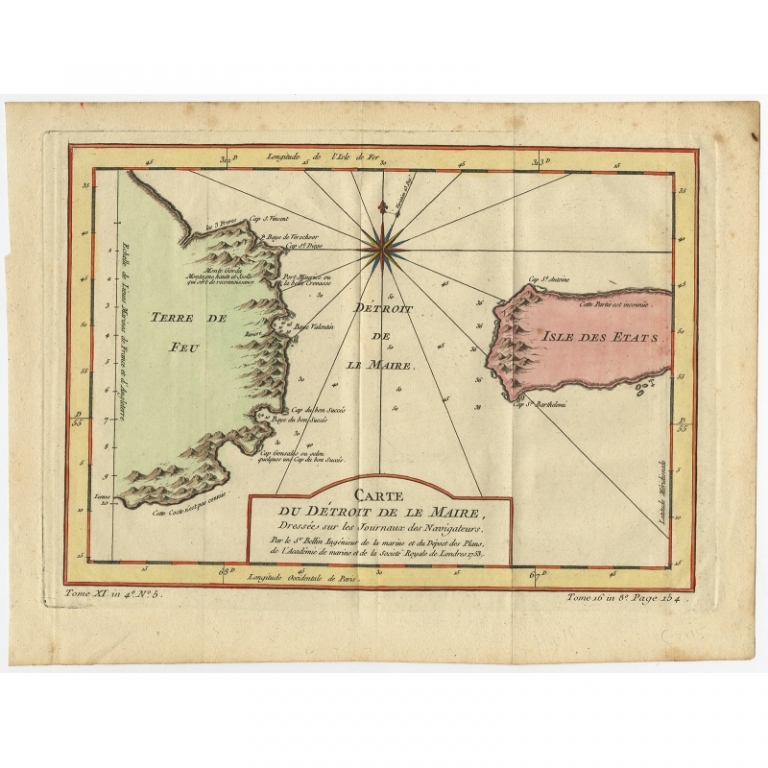 Antique Map of the Passage between the Atlantic and Pacific Oceans by Bellin (c.1753)