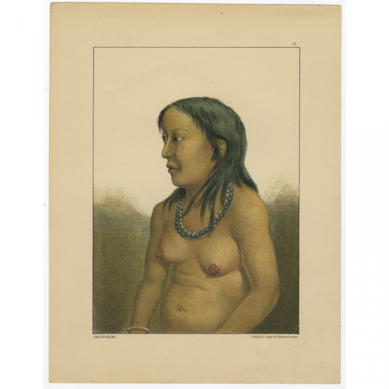 Antique Print of a Poenan-Dayak woman by Kell (1881)