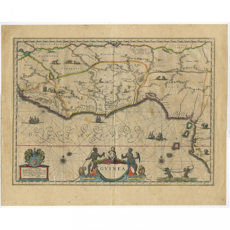 Antique Map of Guinea by Blaeu (c.1638)