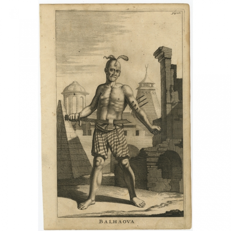 Antique Print of a religious Muslim man by Dapper (1677)