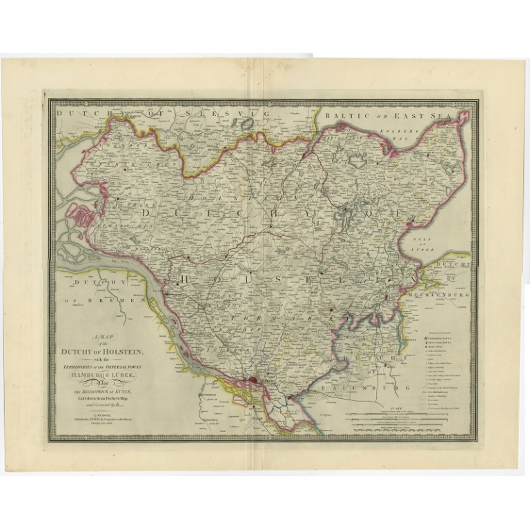 Antique Map of the Duchy of Holstein by Wyld (c.1840)