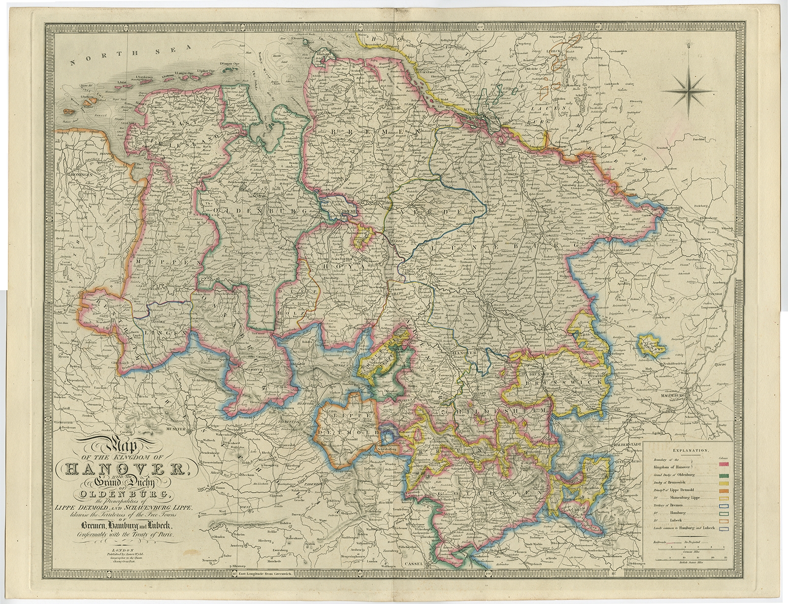 Map of the Kingdom of Hanover (..) - Wyld (c.1840)