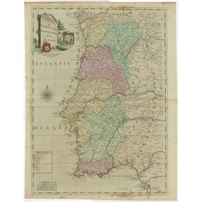 Antique Map of Portugal by Bowles (c.1780)