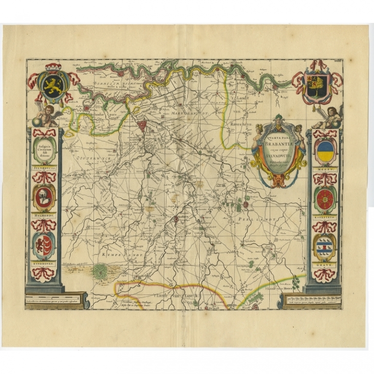 Antique Map of the Province of Noord-Brabant by Blaeu (c.1640)