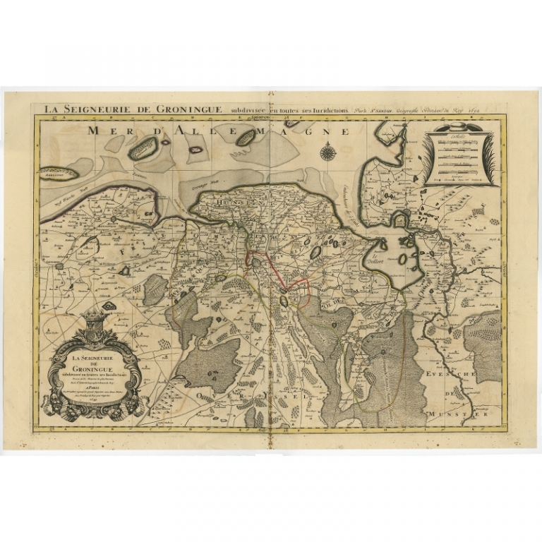 Antique Map of Groningen and surroundings by Jaillot (c.1692)