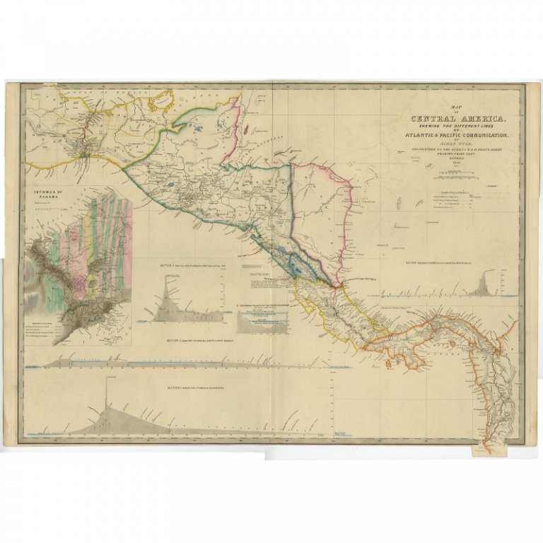 Antique Map of Central America by Wyld (1850)
