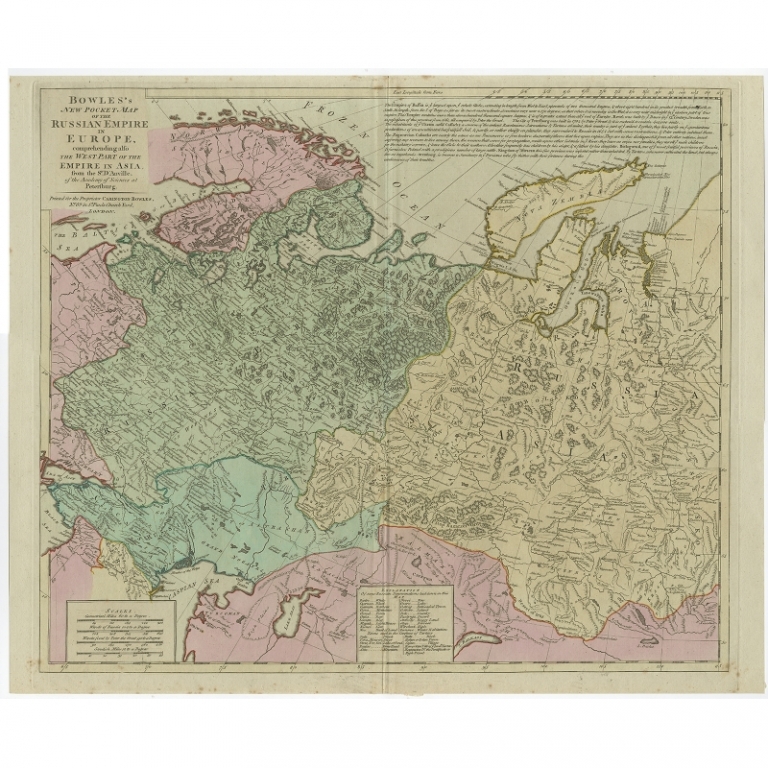 Antique Map of the Russian Empire in Europe by Bowles (c.1780)