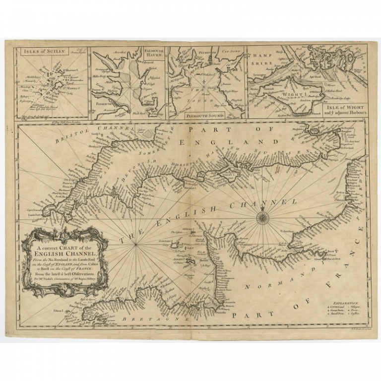 Antique Chart of the English Channel by Seale (c.1745)
