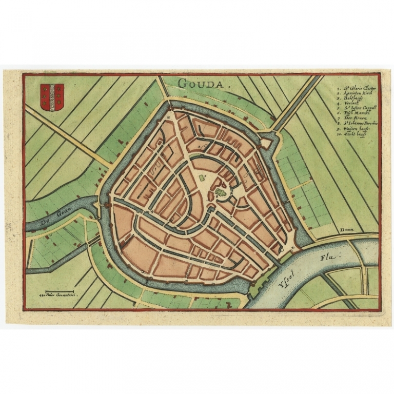 Antique Map of the City of Gouda (c.1750)