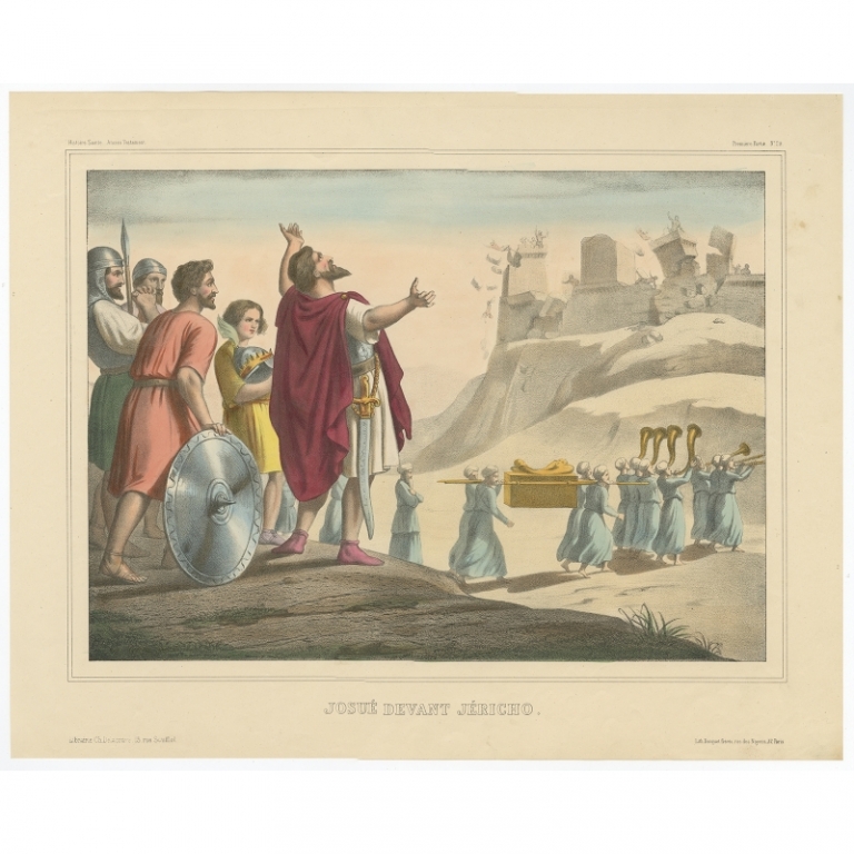 Antique Print of Joshua before Jericho by Becquet (c.1840)