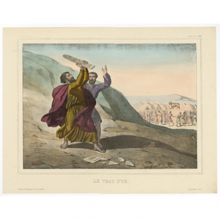 Antique Print of the Golden Calf by Becquet (c.1840)