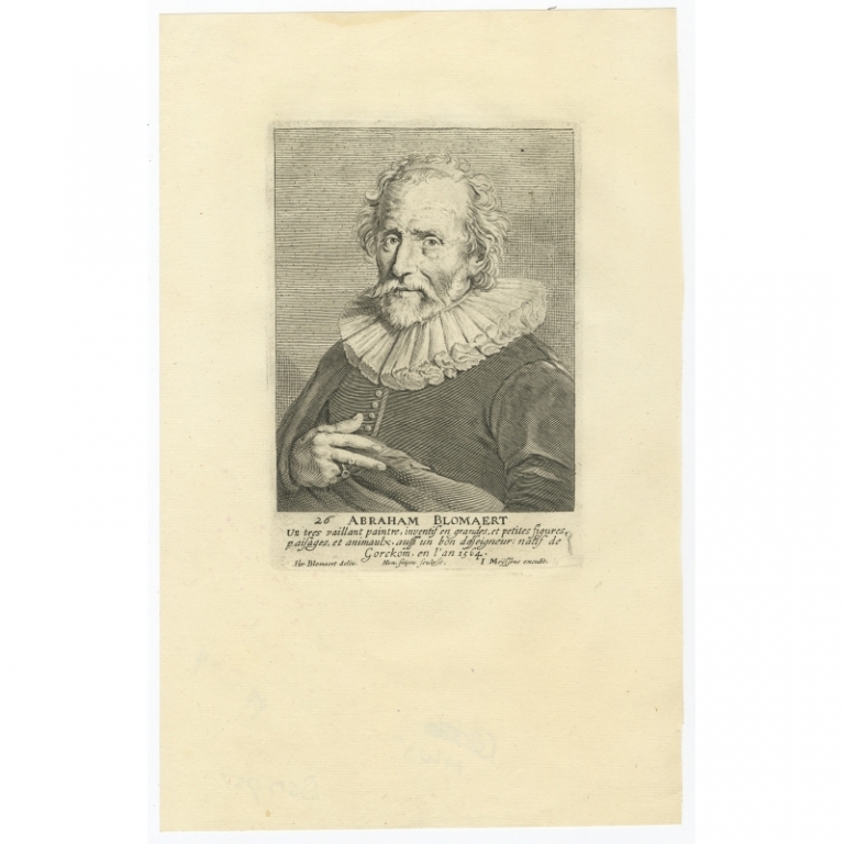 Antique Portrait of Abraham Bloemaert by Meyssens (1694)