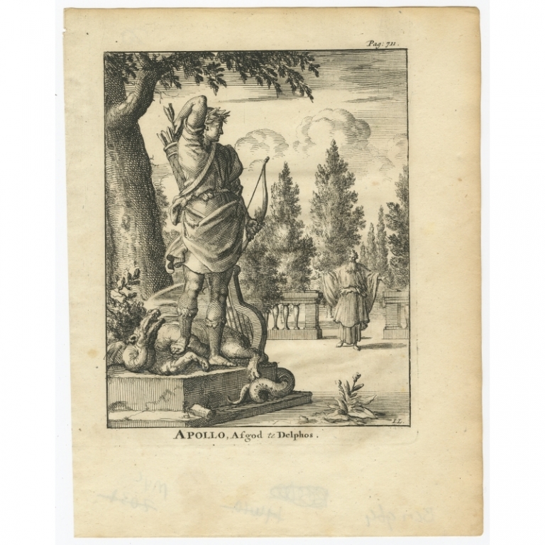 Antique Print of Apollo by Luyken (1686)