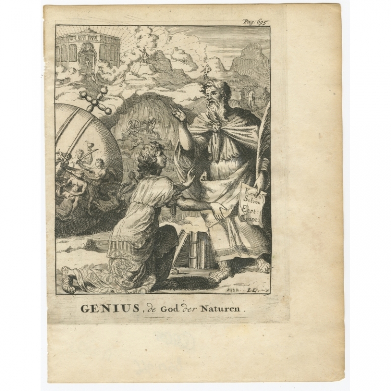 Antique Print of Genius by Luyken (1686)