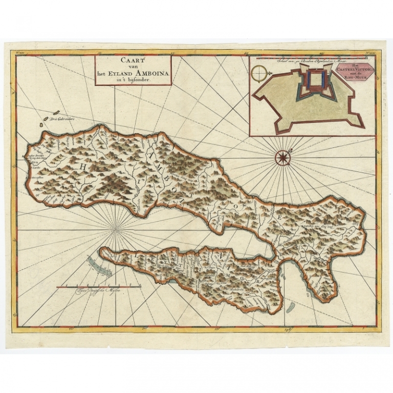 Antique Map of Ambon Island by Valentijn (1726)