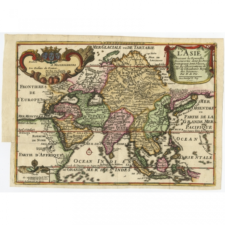 Antique Map of Asia by De Fer (1717)