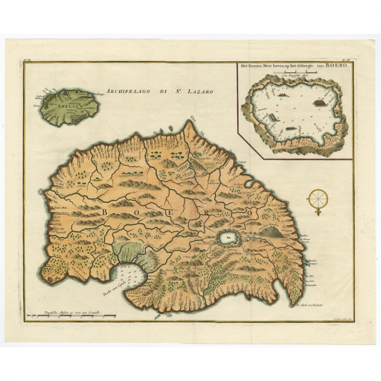 Antique Map of Ambelau and Buru Island by Valentijn (1726)