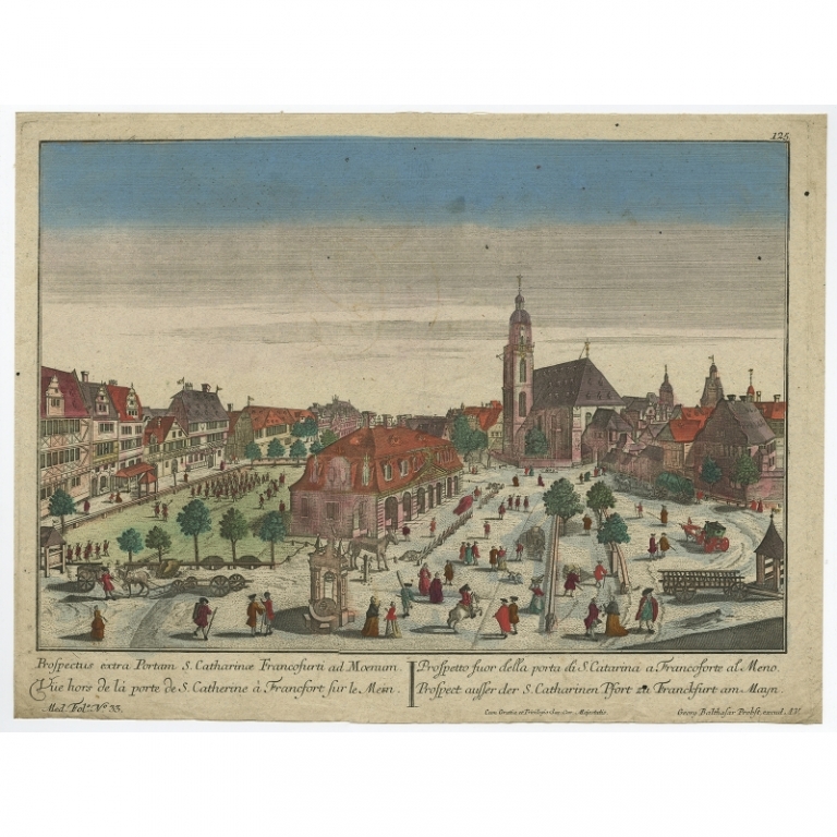 Antique Print of St. Catherine's Church by Probst (c.1770)