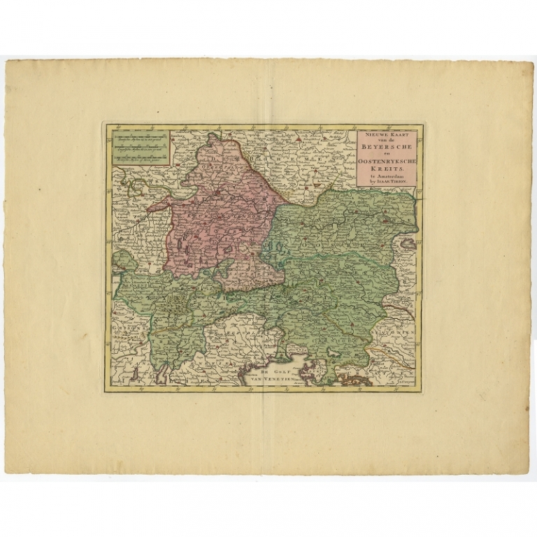 Antique Map of Bavaria, Germany and Austria by Tirion (c.1740)