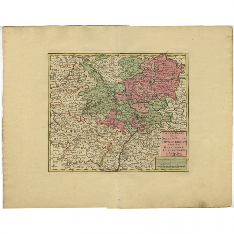 Antique Map of the Rhineland and Lotharingen by Tirion (c.1740)