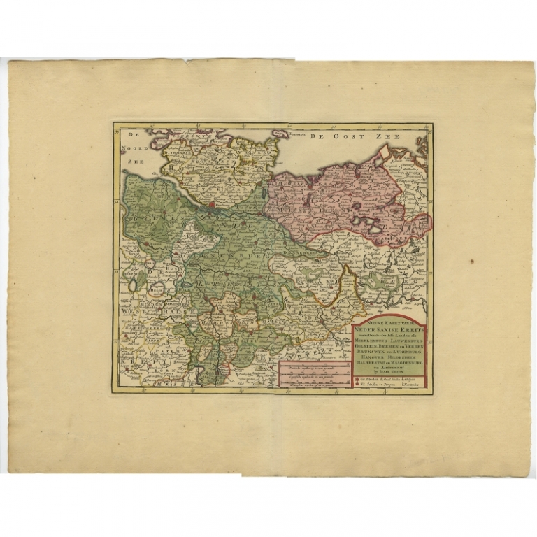 Antique Map of Lower Saxony by Tirion (c.1740)