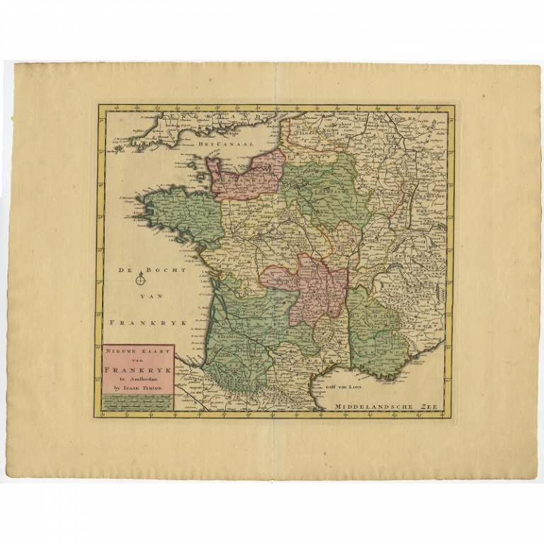 Antique Map of France by Tirion (c.1740)