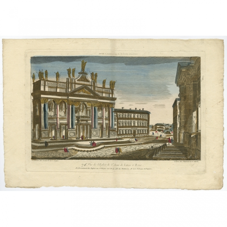 Antique Print of the Archbasilica of St. John Lateran by Daumont (c.1770)