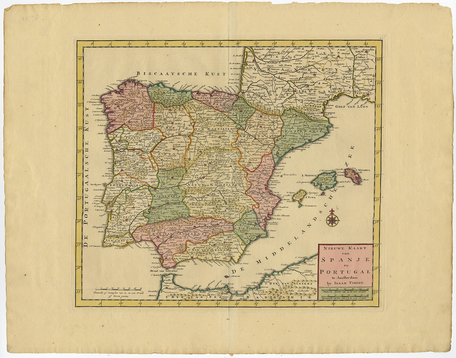 Nieuwe Kaart van Spanje en Portugal - Tirion (c.1740)
