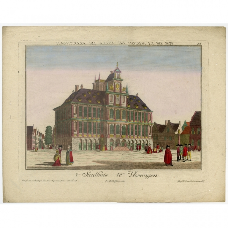 Antique Print of the City Hall of Vlissingen by Probst (c.1770)