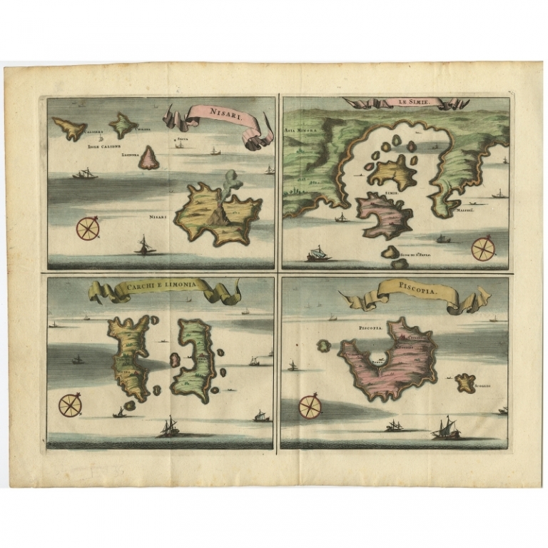 Antique Map of Nisyros and other Islands by Dapper (1687)