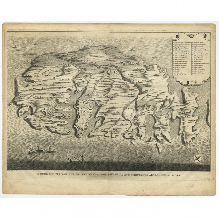 Antique Map of Malta by Calmet (1729)