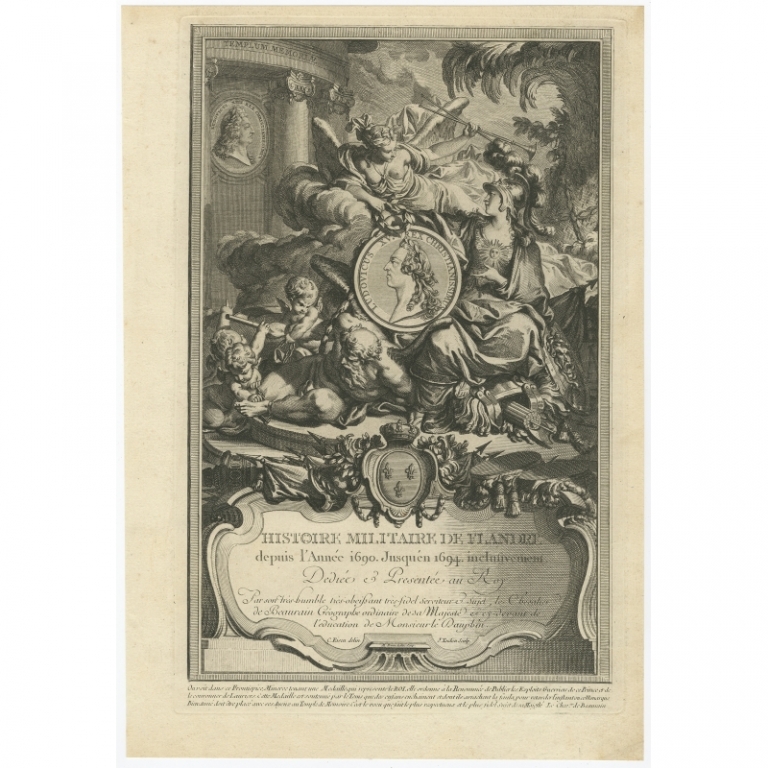 Antique Frontispiece of 'Histoire Militaire de Flandre' by Tardieu (1756)