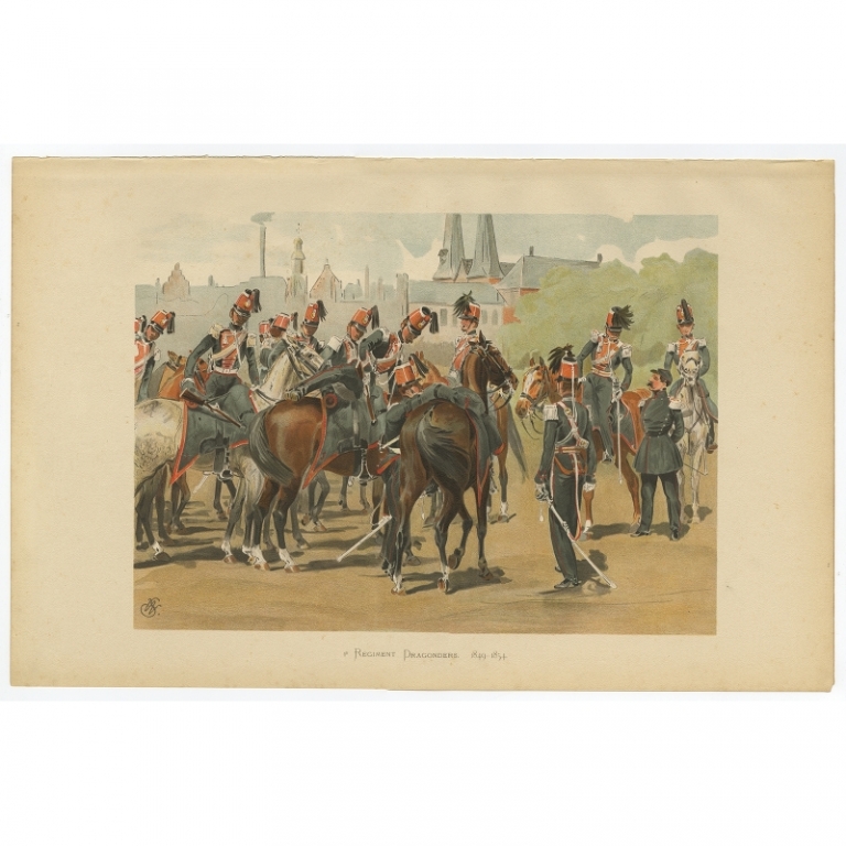 Antique Print of the 1st. Regiment Dragoons by Van de Weyer (1900)